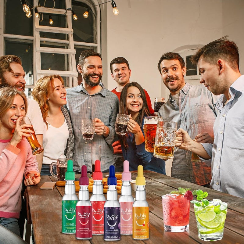 Engorgio 6Pcs Colorful Glass Dropper Pipettes Compatible with SodaStream Bubly Drops Flavors,1ML Pipette with Graduated Dropper for Sodastream Bubly Bottle,Flavors Pipettes Bottle for Soda Stream Dropper - Image 2